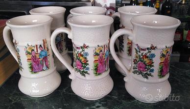 SET 6 BOCCALI BIRRA VINTAGE IN CERAMICA