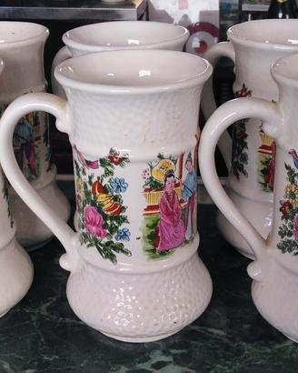 SET 6 BOCCALI BIRRA VINTAGE IN CERAMICA