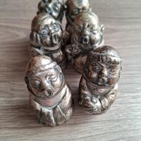 Statuette monaci in peltro argentato 