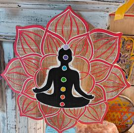  Pannello Loto Con Uomo E 7 Chakra (35cm)
