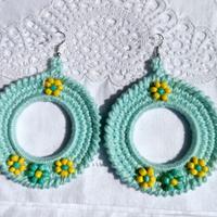 orecchini pendenti all' uncinetto verde acqua 