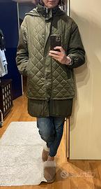 Parka Zara trapuntato verde militare taglia M