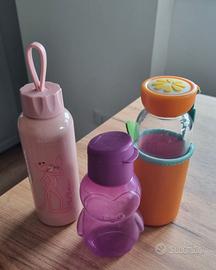 3 bottiglie borracce bambini Tupperware Pink