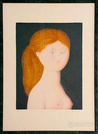 Antonio Bueno pittore litografia Fanciulla