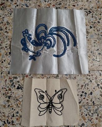 Antichi ricami su seta e lino cm 47x42 cm 32x25
Po