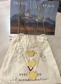 Vestopazzo collana cuori ottone d’orato