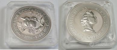 1994 * 2 Dollari d'argento 2 OZ Kookaburra Austral