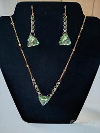 Set parure artigianale verde smeraldo, in acciaio 