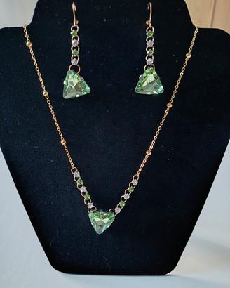 Set parure artigianale verde smeraldo, in acciaio 