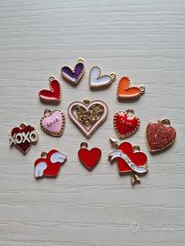 Lotto 12 Ciondoli Cuore Smaltati Mix Love 