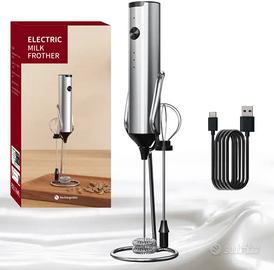 Montalatte frullino elettrico in acciaio 2in1