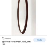 Specchio a unghia in teak originale anni 50