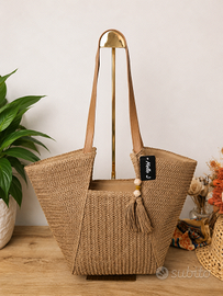 Borsa Shopper Tote Estiva ~ Rafia naturale ~ Nuova