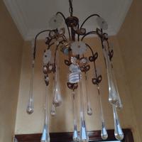 2 lampadari vintage con gocce in vetro 