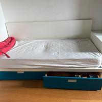 Letto singolo Zalf con cassettoni + libreria