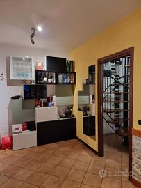 Mobile soggiorno componibile nero, bianco e verde