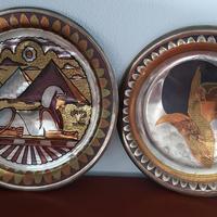 Coppia Rari Piatti Egiziani in rame