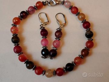 Parure artigianale bracciale e orecchini in agata