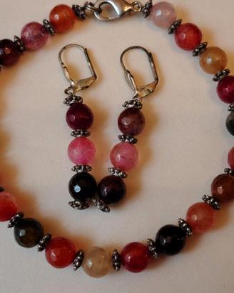 Parure artigianale bracciale e orecchini in agata