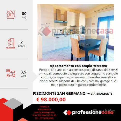 Attico ,2camere,2bagni,terrazzo,cantina e garage