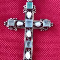 ciondolo a croce in oro bianco 9 kt  fine '800