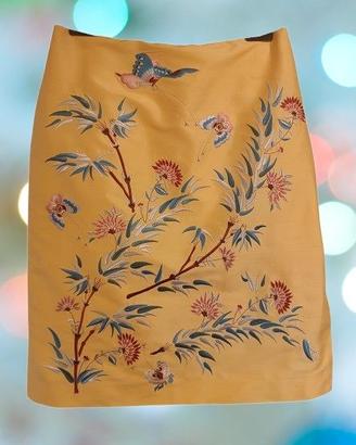 Gonna in shatung di seta color giallo Ralph Lauren
