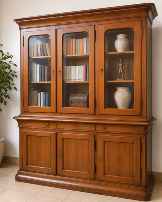 Elegante credenza in legno massello a doppio corpo