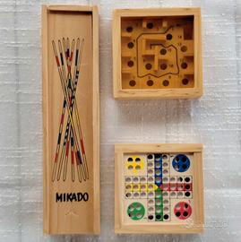 3 Giochi in Legno Anni '80 MIKADO/LUDO/LABIRINTO 