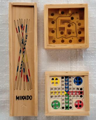 3 Giochi in Legno Anni '80 MIKADO/LUDO/LABIRINTO 