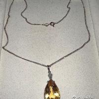 COLLLANA ORO 18kt. CON DIAMANTE E QUARZO CITRINO