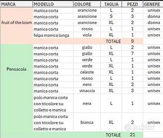 T-shirt vari  colori, no scritte