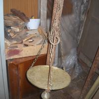 Peso antico Stadera con piatto in ottone