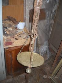 Peso antico Stadera con piatto in ottone