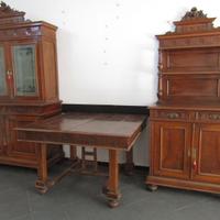 DUE CREDENZE E TAVOLO IN LEGNO EPOCA INIZI 900