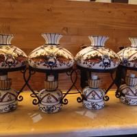 Lampade vintage in ferro battuto e ceramica a. ‘60