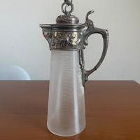 Brocca in claret WMF in peltro e vetro Art Nouveau