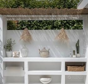 Lampada a sospensione in foglia di palma paralume 