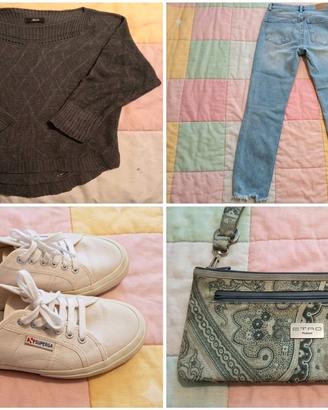 lotto donna 4pz Etro borsa jeans Superga 42 80€