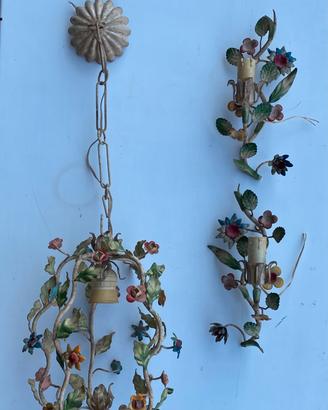 Piccolo antico lampadario più 2 appliqués