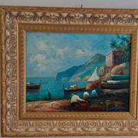 Quadro con marina di Sorrento dipinto a mano.