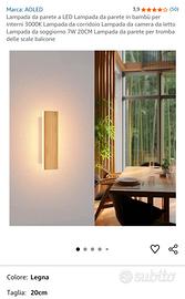 Lampada da parete Aoled in bambù 7w 20 centimetri 