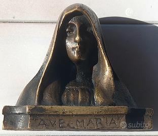 Antica Statuetta Madonna Ave Maria Bronzo 1920/30