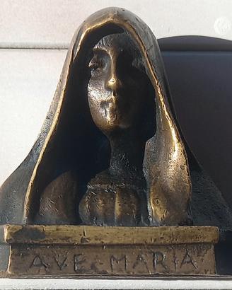 Antica Statuetta Madonna Ave Maria Bronzo 1920/30