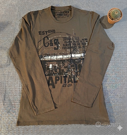 Cotton&Silk t-shirt long-sleeve marrone casual XL