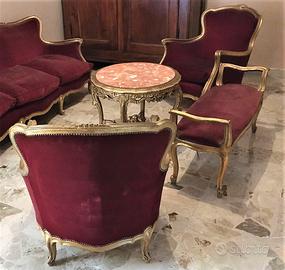 Poltrona bergere velluto rosso