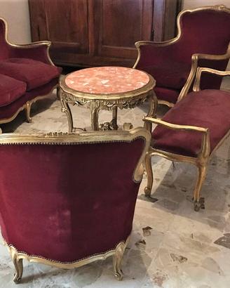 Poltrona bergere velluto rosso