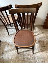 3 sedie in legno stile Thonet vintage