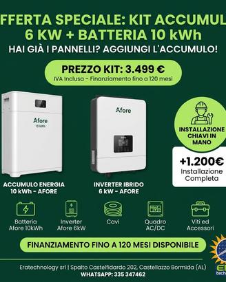 Inverter Ibrido 6 kW + Batteria 10 kWh — €3.499