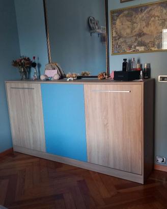 letto Alvin Gihome a scomparsa rovere blu/Garnero