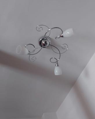 Lampadario Cromo 3 Luci - Design Moderno